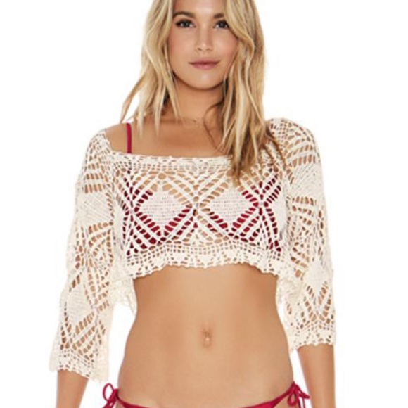 🔥L*Space Cody Swim Coverup Crochet Sweater🔥- M/L NWOT - Picture 5 of 7